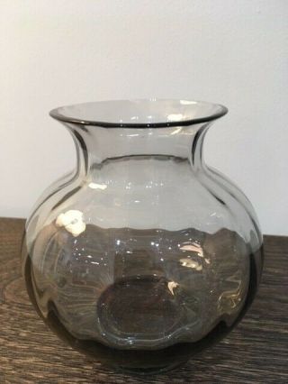 Glass Vase,  Dartington Style,  Probably By Frank Thrower,  Smoky Grey,  10 Cms High