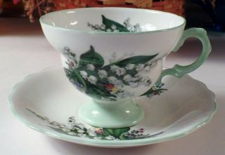Vintage Rosina Cup & Saucer Fine Bone China England Lovely " Lily Of The Valley "