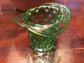 Fenton Green Hobnail Tophat Vase 3” Tall