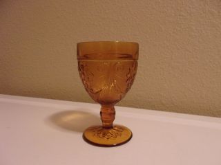 Vintage Indiana Tiara Amber Sandwich Glass Water Goblets 5 1/4 "