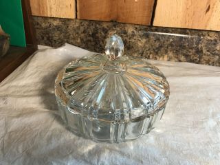 Vintage Clear Cut Glass Covered Candy Dish