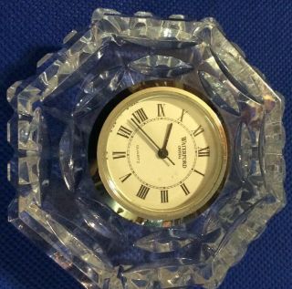 Waterford Crystal Clock Round Octagonal “2.  50””1”thick Marked Waterford On Base
