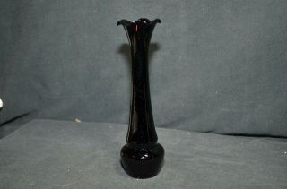 Vintage Black Glass Flower Bud Vase