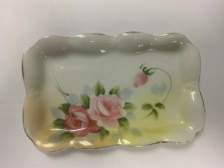 Vintage Nippon Hand Painted Butter Dish Fine China Floral Design