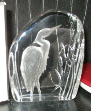 Wedgwood Glass Crystal Bird Paperweight Sculpture Heron Vintage Boxed