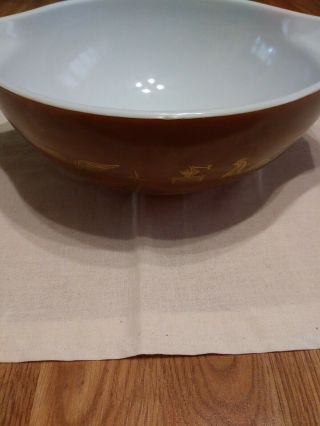 Vintage Pyrex 444 Early American Colonial Brown And Gold Cinderella 4 Qt.  Bowl