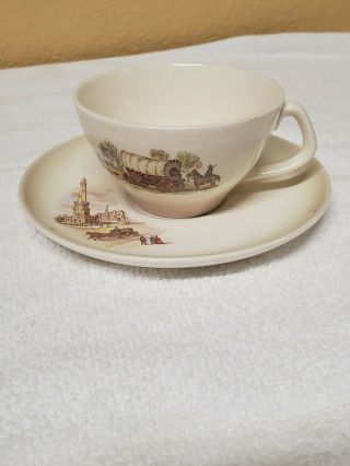 Rare Canonsburg Mid - American Heritage Tea Cup & Saucer Chicago Water Tower 1870