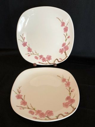 Set Of 2 Metlox Poppytrail Peach Blossom Dinner Plates Midcentury California Euc