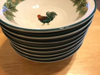 Set Of 8 International Rooster Morn Soup/cereal Bowl - Ingleman,  Green/tan