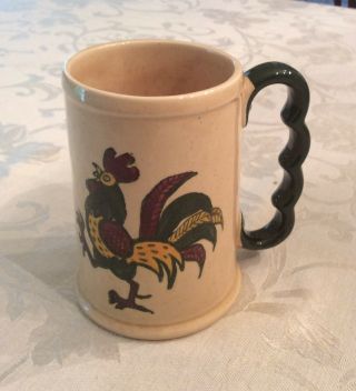 Vintage Metlox Poppytrail Ca Provincial Green Rooster Drinking Mug 6” Tall
