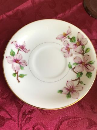 HIRA Fine China Tea Cup & Saucer Pink Dogwood Flowers With Gold Trim - Japan 3