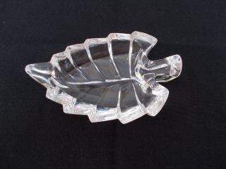 Pre - Owned,  Small Clear Cut Glass " Leaf " Trinket Dish