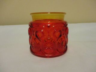 Vintage 3.  75 " Tea Canister No Lid Moon & Stars Amberina By Smith Glass