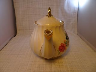 Vintage Sadler England China Tea Pot Pink/Yellow Roses Gold Trim & Accents 4