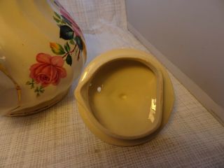 Vintage Sadler England China Tea Pot Pink/Yellow Roses Gold Trim & Accents 5