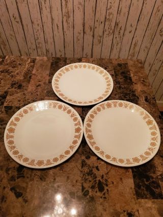 Corning Ware Butterfly Gold Dinner Plates Set Of 3
