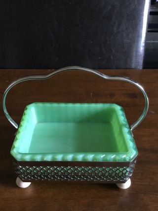 Vintage Bagley 1930s Green Handled Preserve Dish