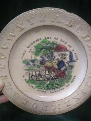 Antique Staffordshire England Abc Childs Plate Early 1800 