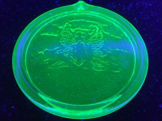 Green Vaseline Uranium Glass Angel Cupid Christmas Ornament Sun Catcher / X - Mas
