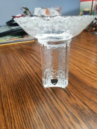 Orrefors Sweden 1984 Olympic Torch Crystal Glass Candle Holder