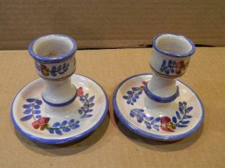 Berkshire Pottery Candle Holders Hand Crafted Flowers & Leaves Vintage 3