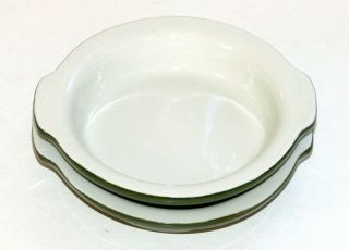 Vintage Hall Pottery Au Gratin Baking Dishes 512 Round 2pc Forest Green 5.  5 " Od
