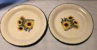 Casey Home And Garden Party Pottery Sunflower 8” Salad Plates Set Of 2