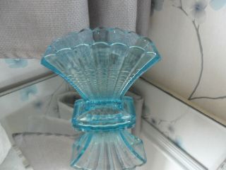 Vintage Art Deco Davidson Turquoise Glass Fan Vase