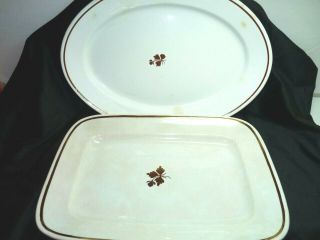 Alfred Meakin Tea Leaf Ironstone Large Serving Platters 16 " 17 "