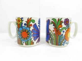 Vintage Villeroy Boch Acapulco Mug Set Of 2 Coffee Cups Blue Bird