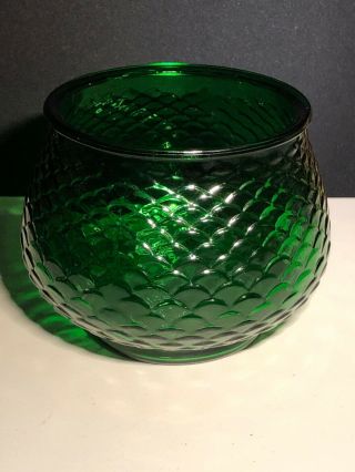 Vintage E O Brody Emerald Green G100 Glass Vase Bowl Fish Scale Pattern