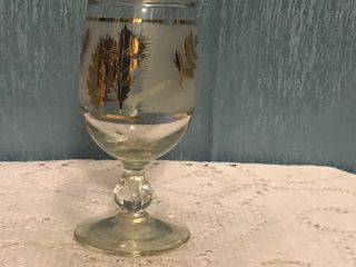 Vintage Libbey Glass Frosted Gold Leaf Small Wine Glass