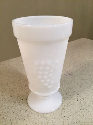 Vintage Anchor Hocking Grapes & Vine Milk Glass/water Goblet / Vase,  5 1/2 " Tall