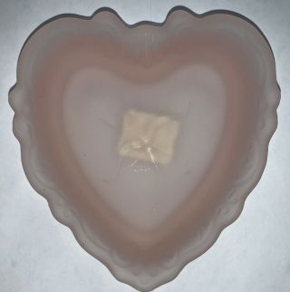 Glass Heart Shaped Dish With Arrow & Scroll Designs - 4 1/4” Tall