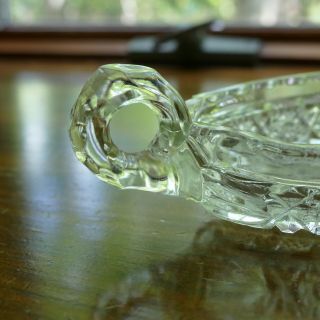 Vintage Glass Star & Button Pattern Double Handled Relish Pickle Dish 2
