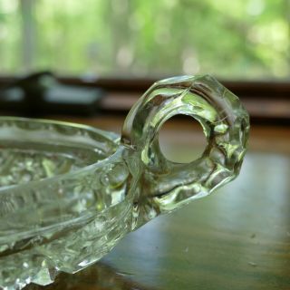 Vintage Glass Star & Button Pattern Double Handled Relish Pickle Dish 3