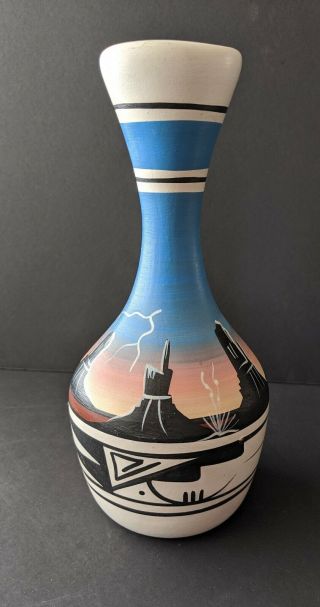 Signed Navajo Southwestern Art Pottery Vase 8 "