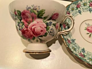 ROSINA Teacup and Saucer White Daisy Rose Flowers Gold Trim Bone China England 4