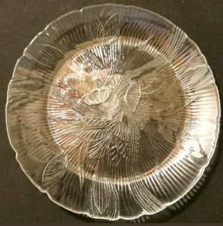 Set Of 4 Arcoroc Canterbury Clear Glass 7.  5 " Salad Plates Lotus Design