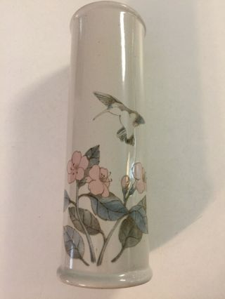 Vintage Otagiri Hummingbird & Floral Porcelain Vase Hand Crafted Japan 8” Tall