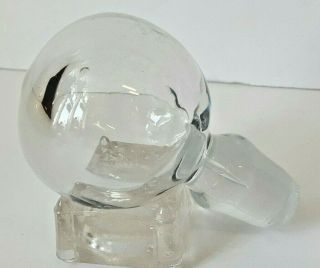Vtg Blenko Decanter Pinched Ball Stopper Bottle Mcm Clear Blown Art Glass 1