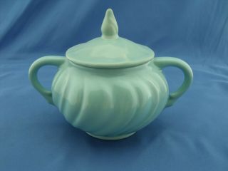 Vintage Franciscan Coronado Swirl Turquoise Aqua Sugar Bowl W/ Lid