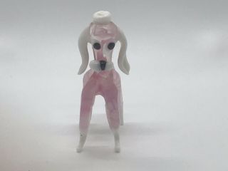 Vintage Miniature Pink Hand Blown Glass Poodle Dog Figurine