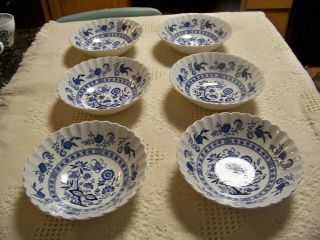 Vintage J & G Meakin Blue Nordic Pattern (onion) 6 - 6 1/2 " Cereal/soup Bowls