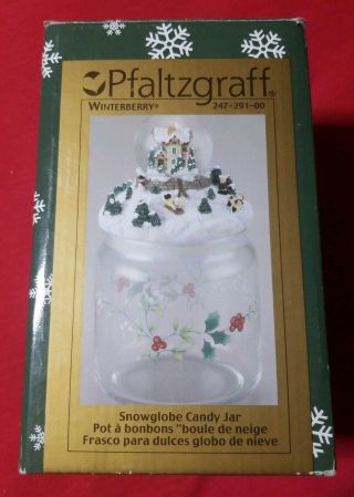 PFALTZGRAFF Christmas Heritage WINTERBERRY SNOWGLOBE CANDY JAR 2001 3