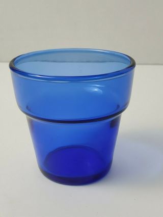 Mini Glass Cobalt Blue Glass Flower Pot Votive 2 3/4 " Tall 2 3/4 " Across Top