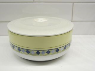 Carmina By Royal Doulton Cereal Bowl/covered Dish 5 " White Lemons Blue Band