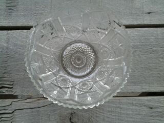 Vintage Pressed Glass Bowl With A Low Footed Base 7 3/8 " X 3 3/8 "