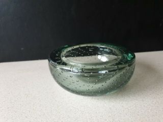 Vintage Whitefriars ? Controlled Bubble Glass Bowl In Pale Green Colour