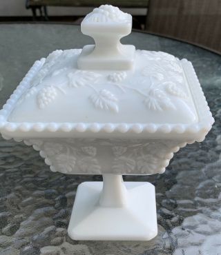 Westmoreland Beaded White Candy Dish With Lid